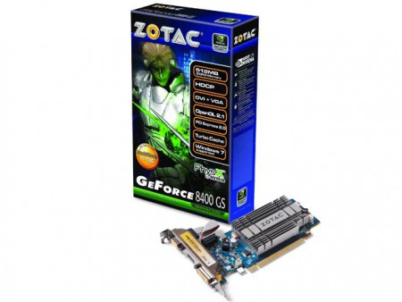 GPU ZOTAC NVIDIA 8400GS 512MB 64BITS DDR3 1200MHZ / 520MHZ 8 CUDA - HDMI | DVI | VGA